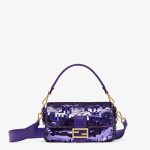 FENDI Baguette® Mini Bag embroidered with purple sequins - Image 3